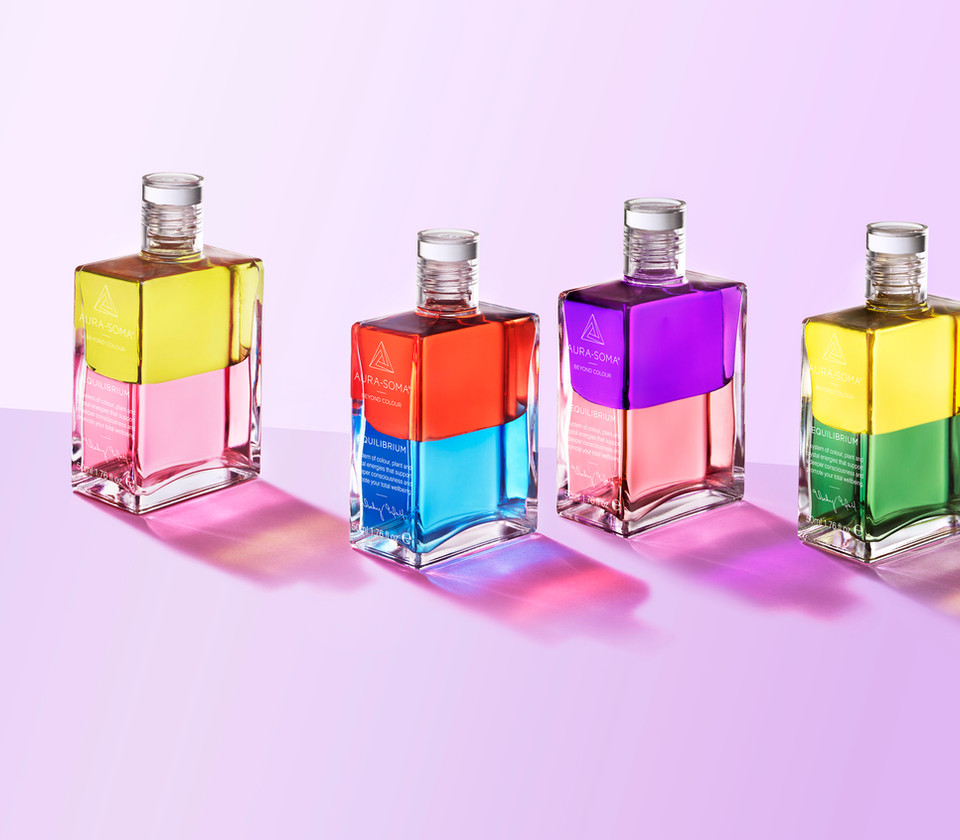 Colourful Aura-Soma equilibrium bottles